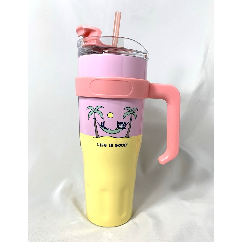 NEW Corkcicle Life Is Good Steel Insulated Tumbler 40oz Pink Jackie Hammock